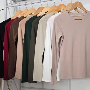 Polera Básica Manga larga con Polar - Tela algodón Spandex.