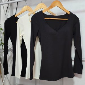 Polera con Sostén, Escote Corazón,  Tela Canuton / Spandex.